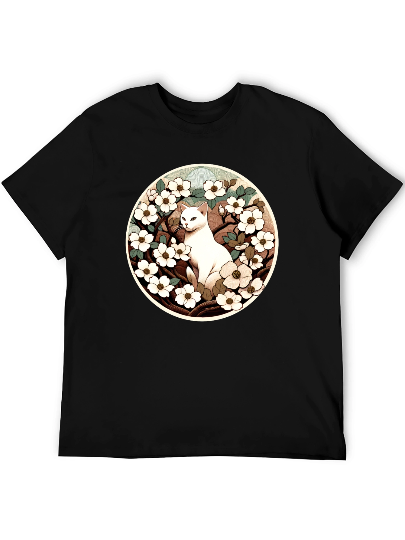 Cat and Flowers Graphic Tee
