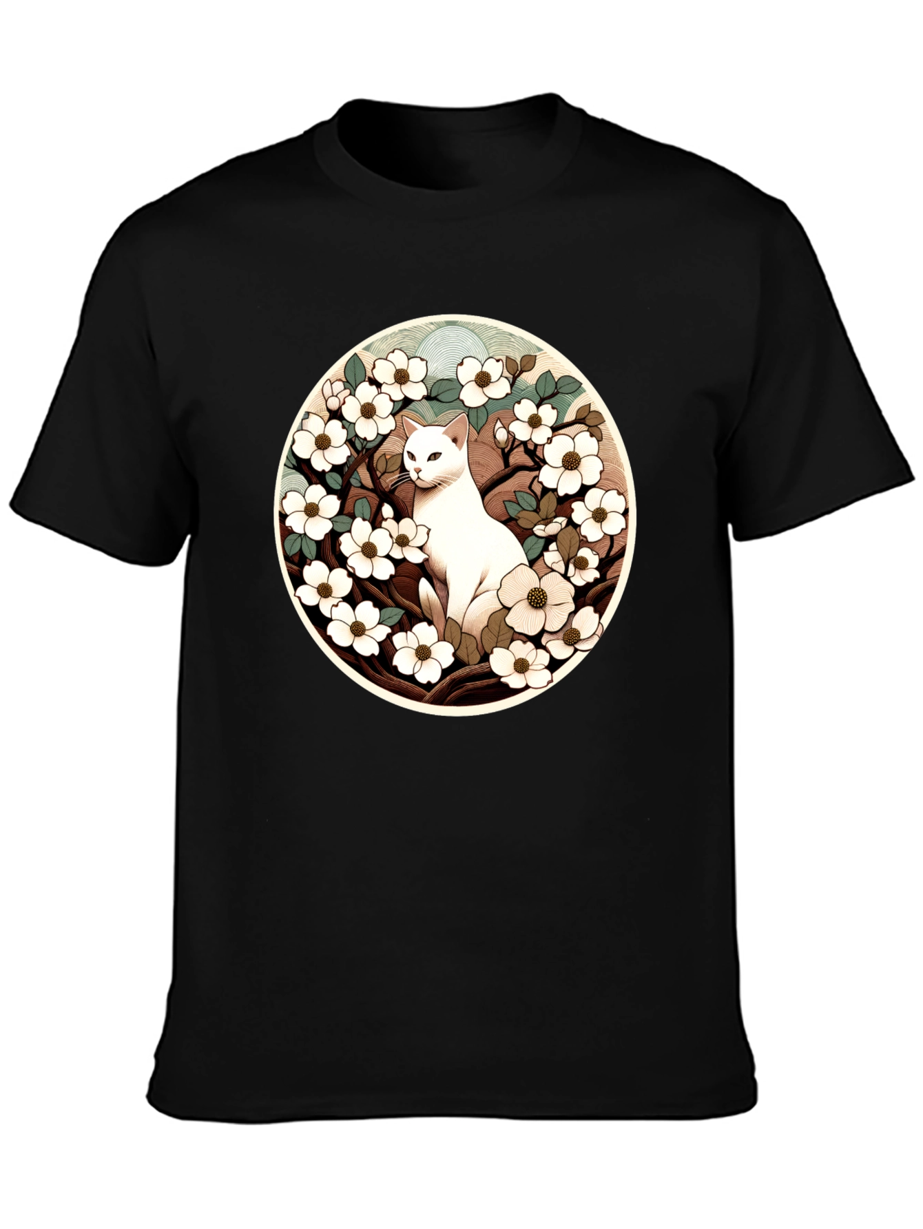 Cat and Flowers Graphic Tee