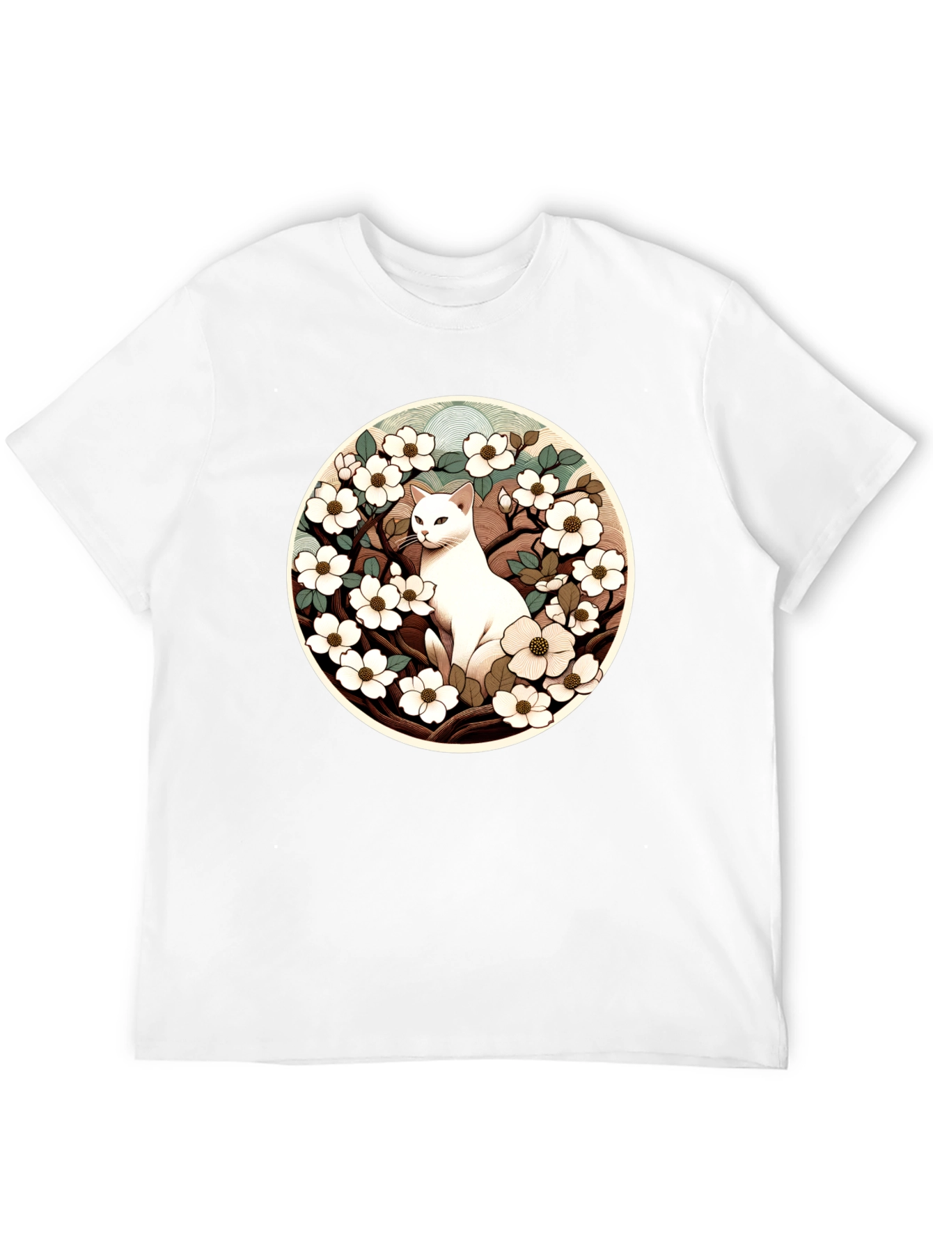 Cat and Flowers Graphic Tee