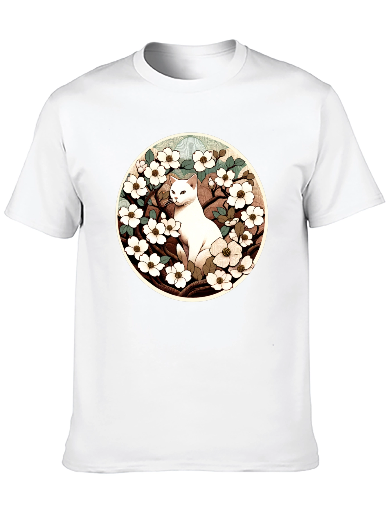 Cat and Flowers Graphic Tee