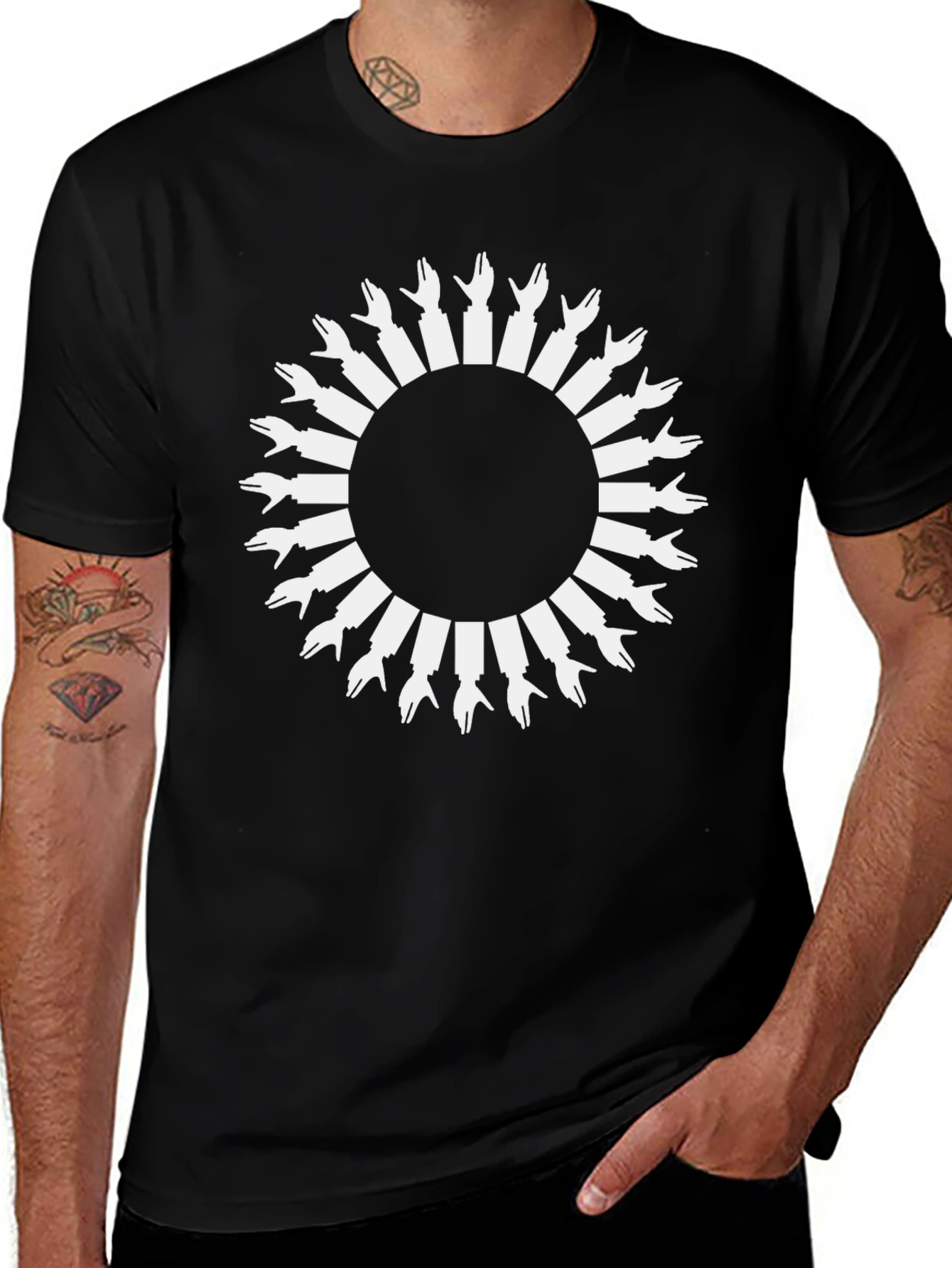 Hand Circle Graphic Tee - Unique Design