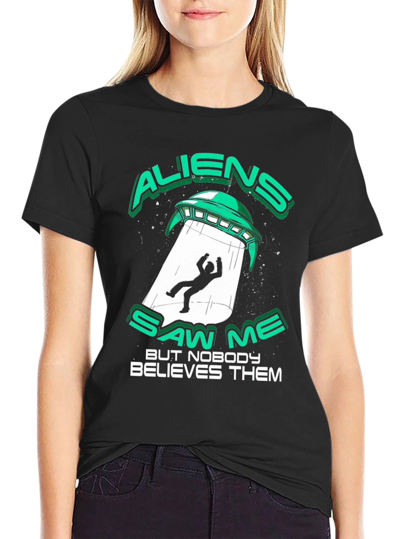 Aliens Saw Me T-Shirt Funny UFO Abduction Tee