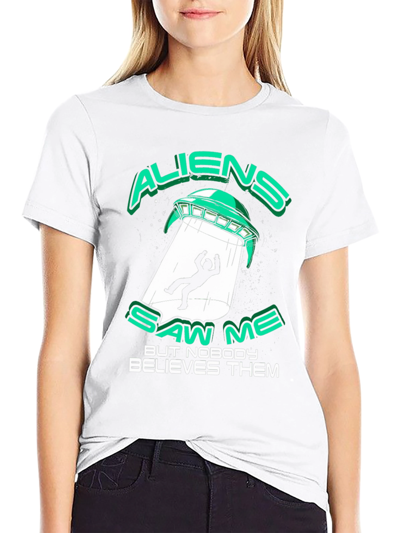 Aliens Saw Me T-Shirt Funny UFO Abduction Tee