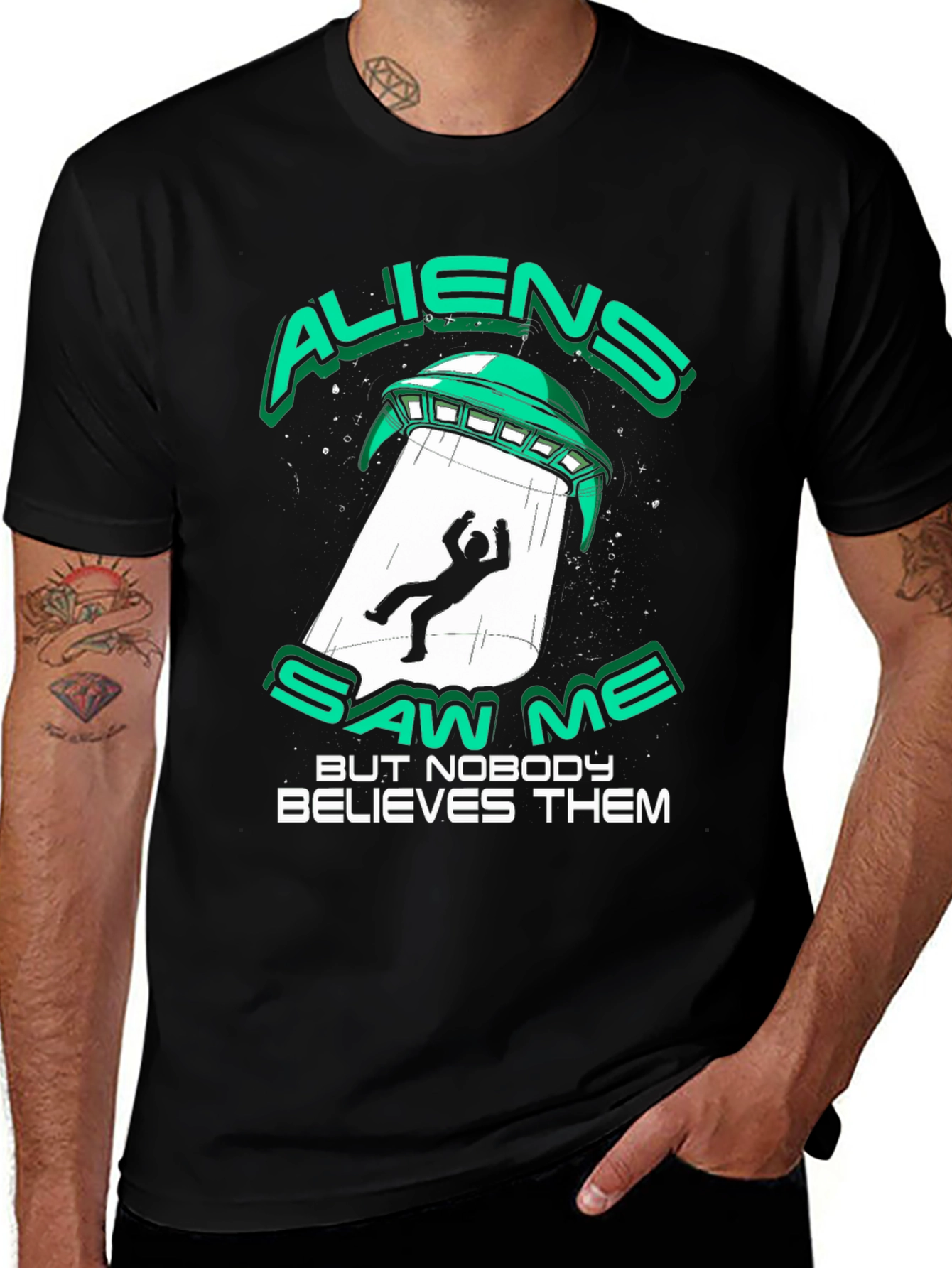 Aliens Saw Me T-Shirt Funny UFO Abduction Tee
