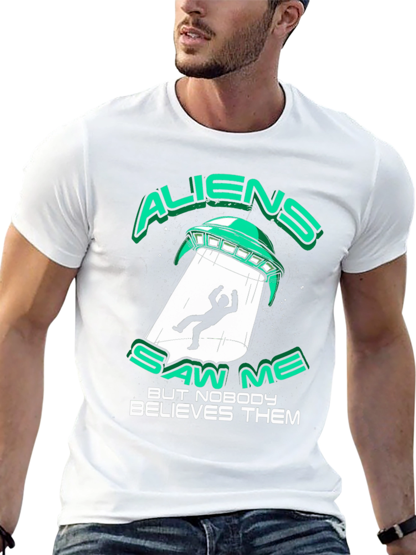 Aliens Saw Me T-Shirt Funny UFO Abduction Tee