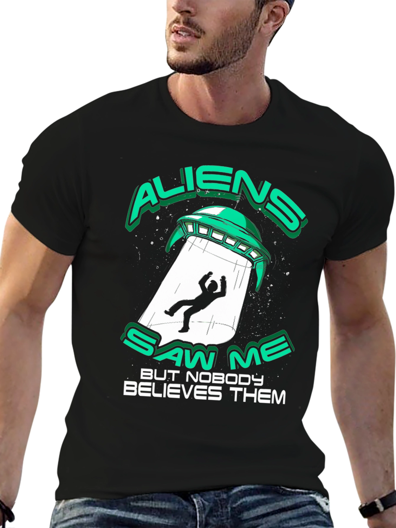 Aliens Saw Me T-Shirt Funny UFO Abduction Tee