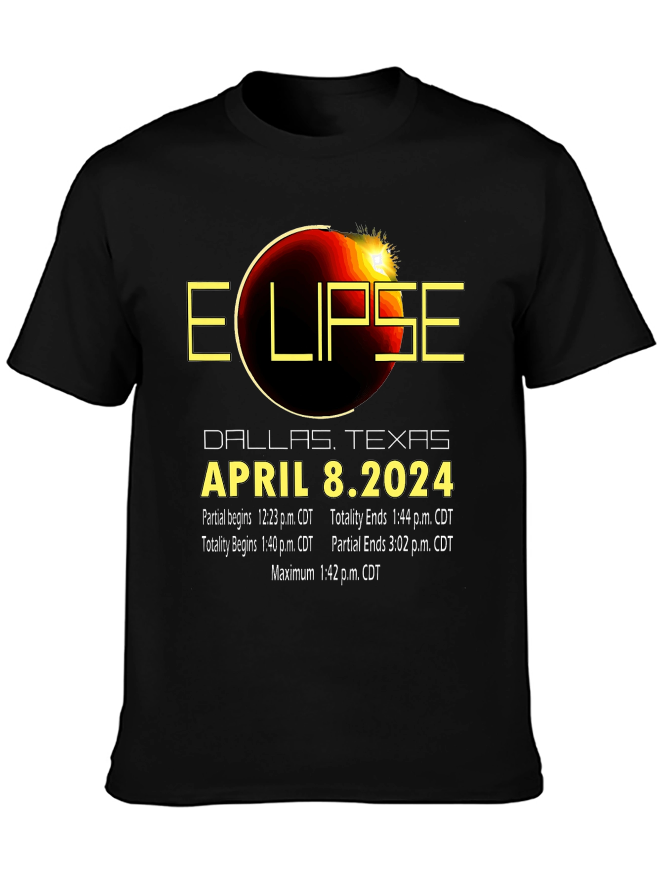 Total Solar Eclipse April 8 2024 Dallas Texas T-Shirt