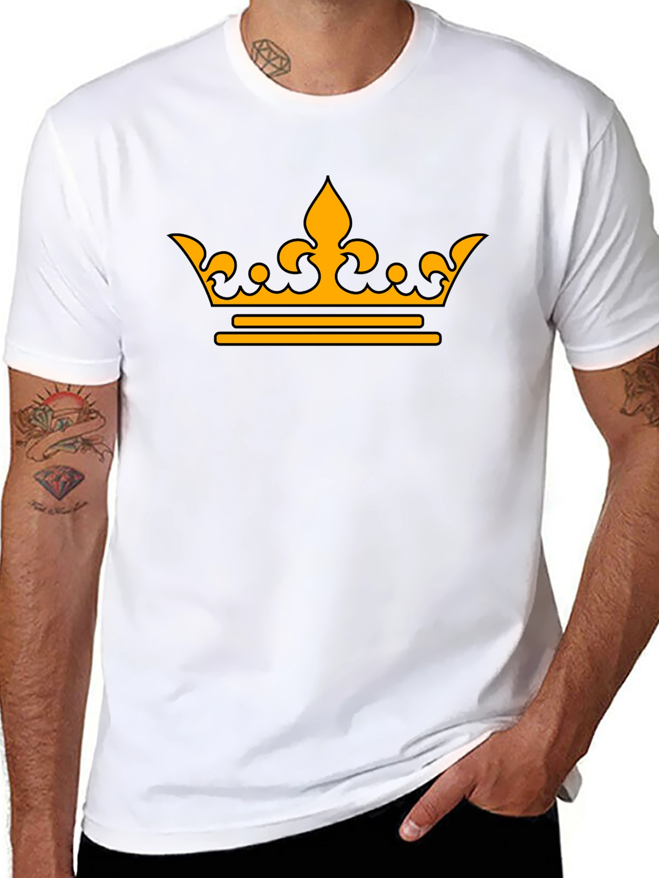 Black T-Shirt with Golden Crown Design