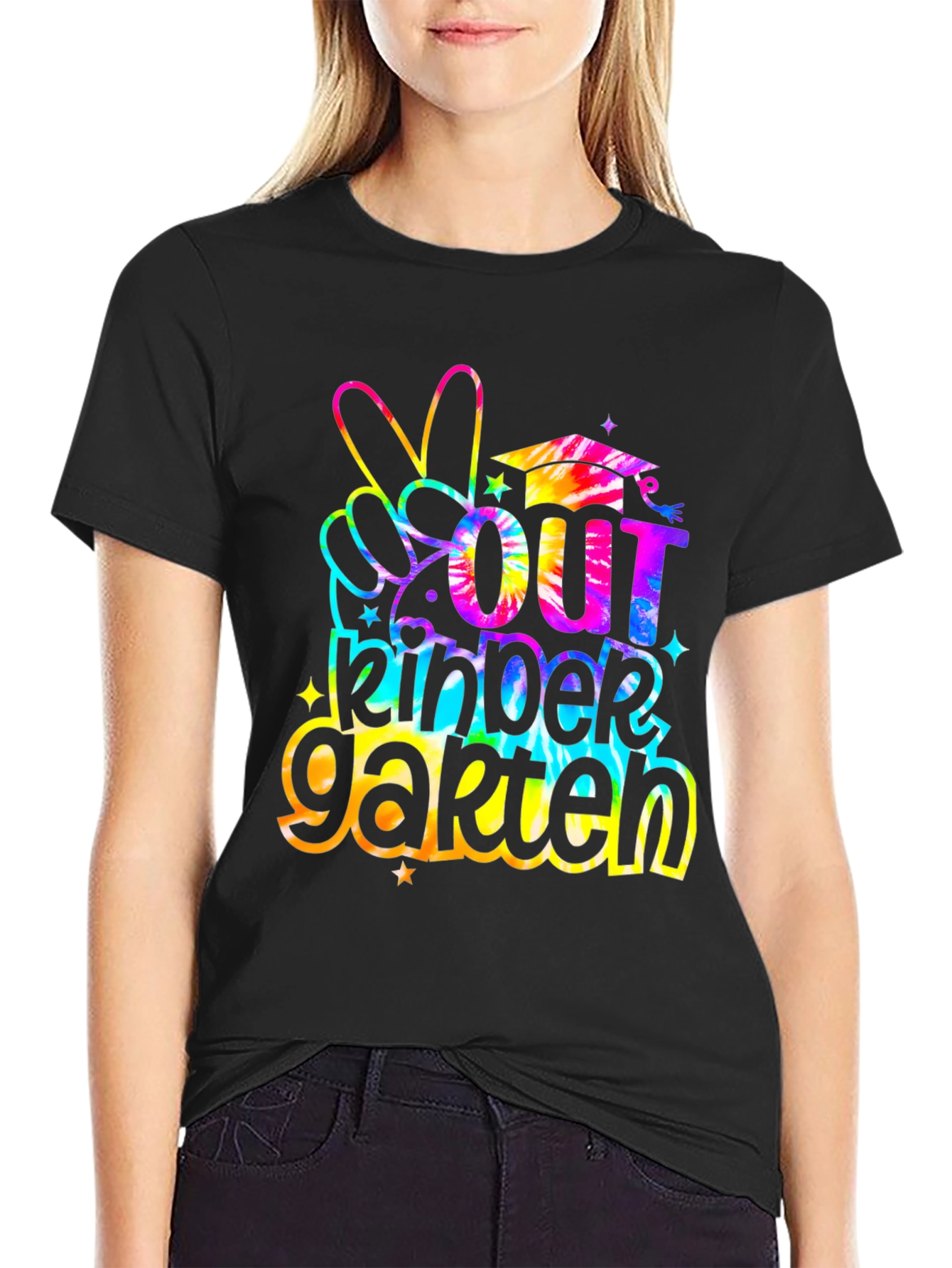 Peace Out Kindergarten Tie Dye Graduation T-Shirt