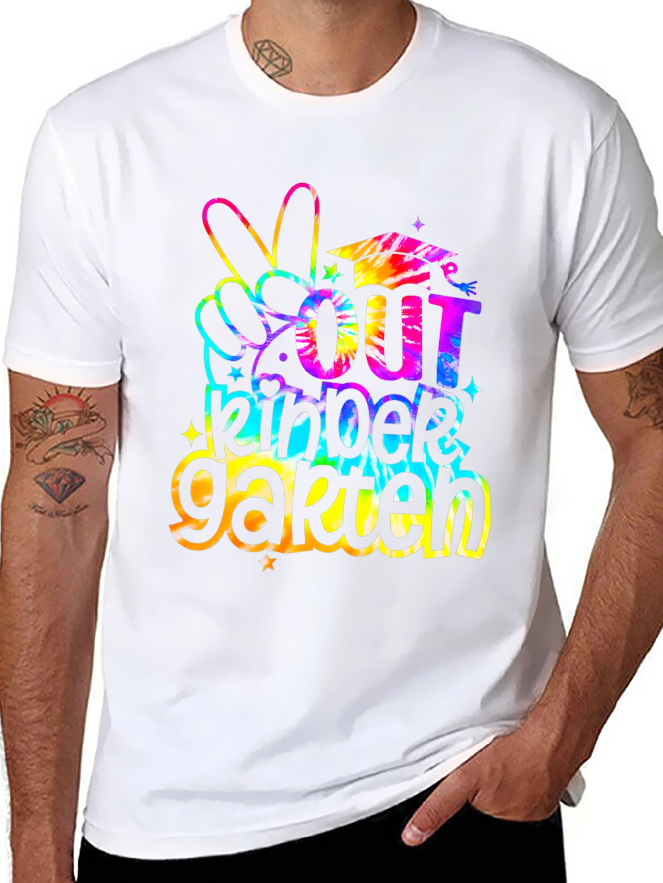 Peace Out Kindergarten Tie Dye Graduation T-Shirt
