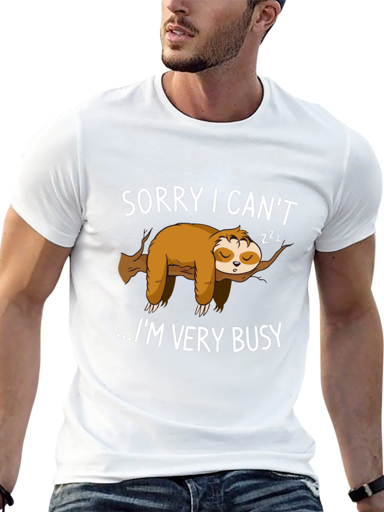 Lazy Sloth Graphic T-Shirt - Sorry I Cant...