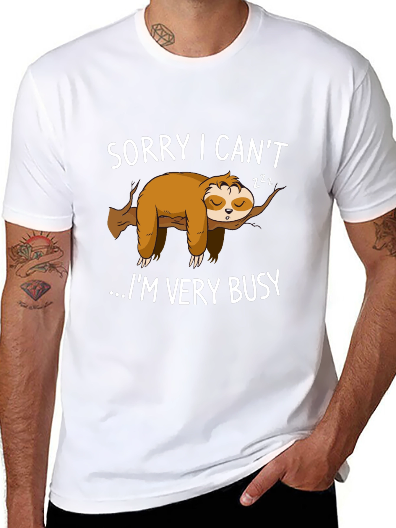 Lazy Sloth Graphic T-Shirt - Sorry I Cant...