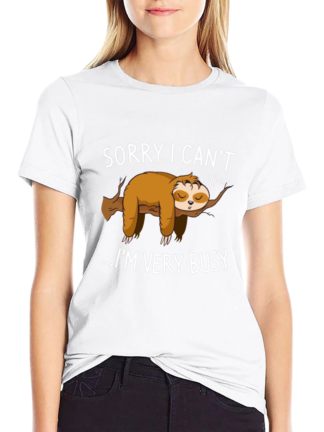 Lazy Sloth Graphic T-Shirt - Sorry I Cant...