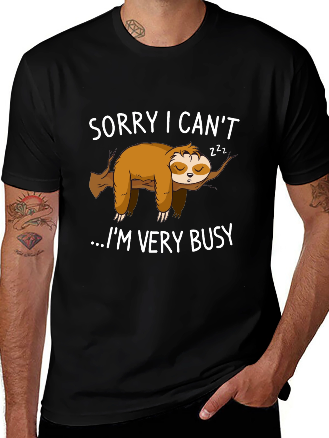 Lazy Sloth Graphic T-Shirt - Sorry I Cant...