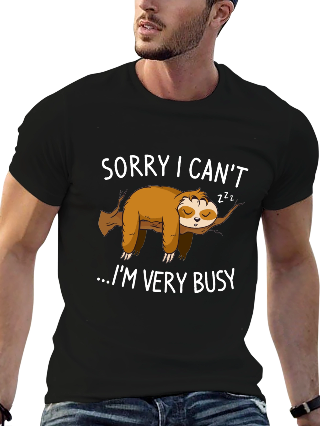 Lazy Sloth Graphic T-Shirt - Sorry I Cant...
