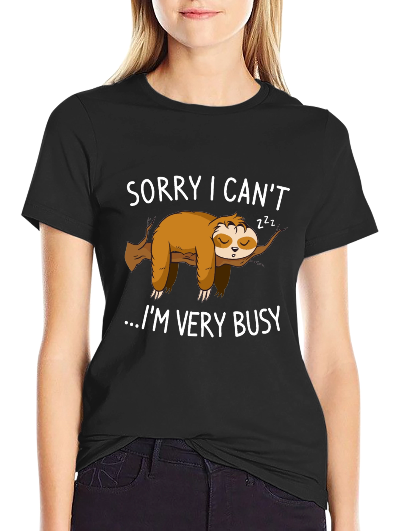 Lazy Sloth Graphic T-Shirt - Sorry I Cant...