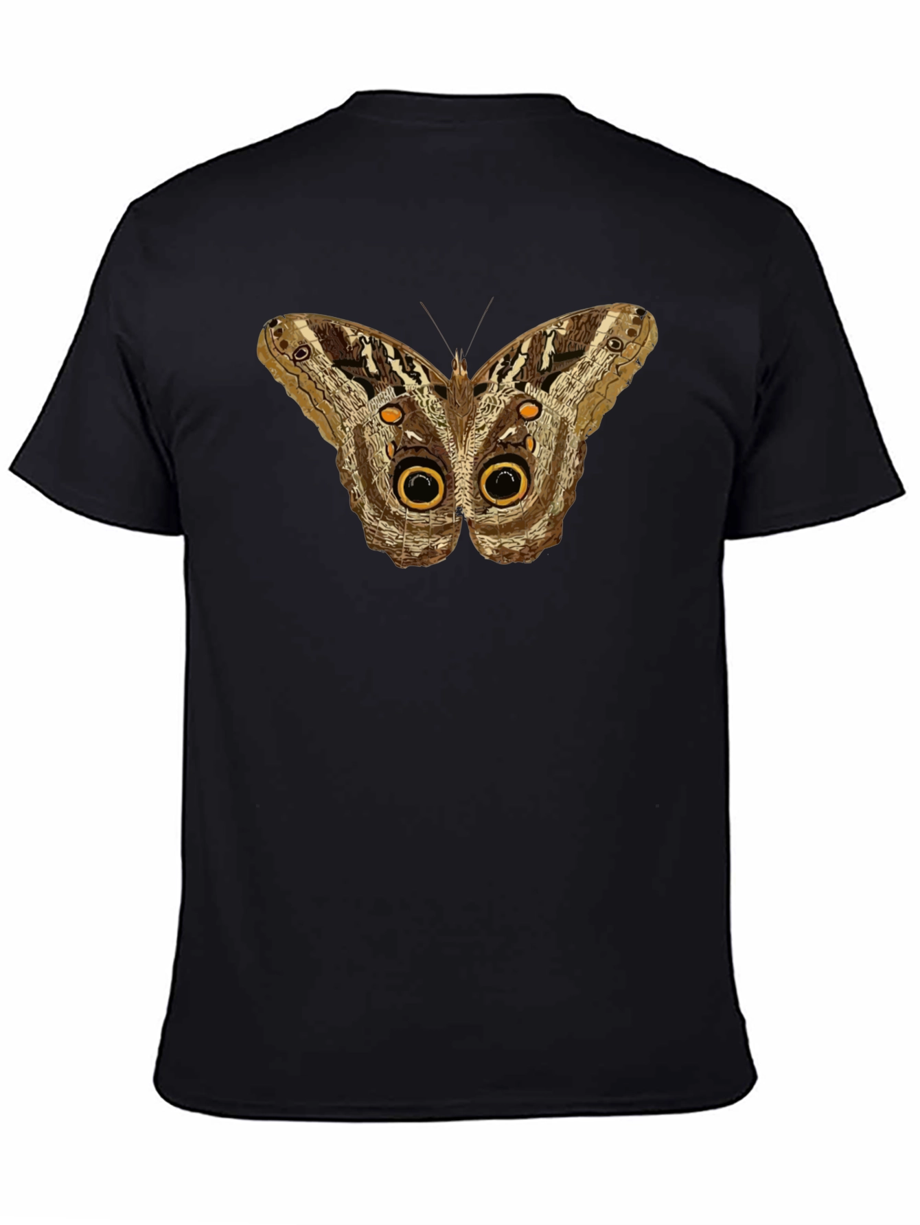 Butterfly Owl Eye Graphic Tee - Mens Black T-Shirt