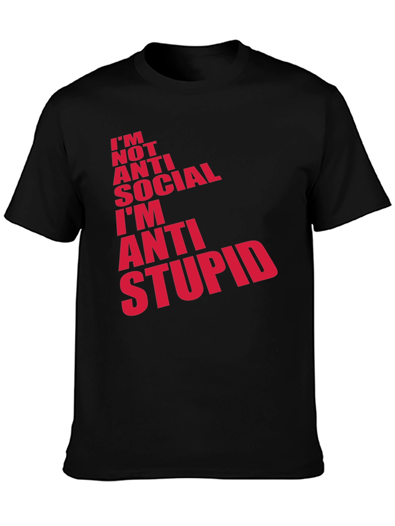 Anti Stupid Graphic Tee - Mens Black Cotton T-Shirt