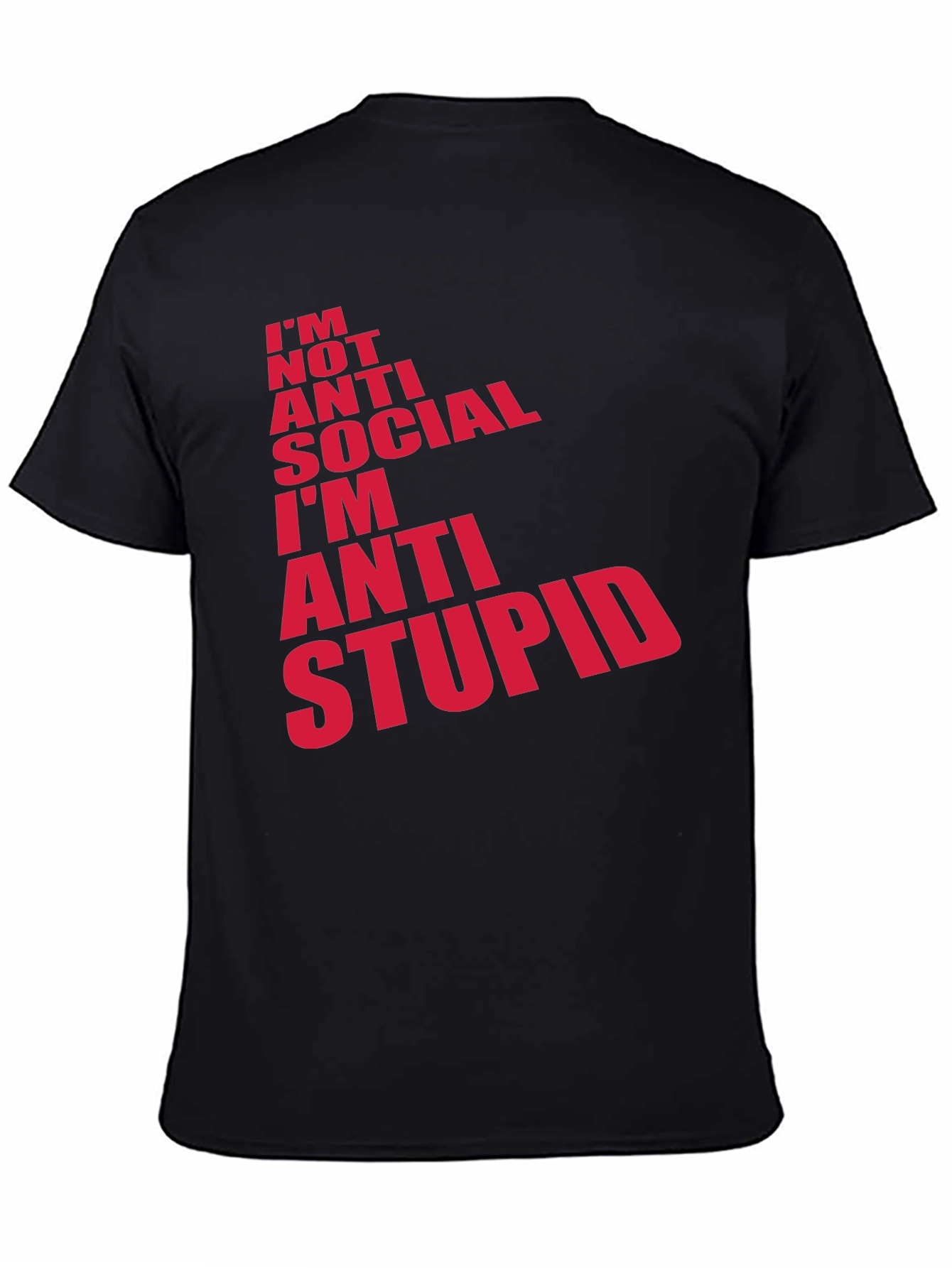 Anti Stupid Graphic Tee - Mens Black Cotton T-Shirt