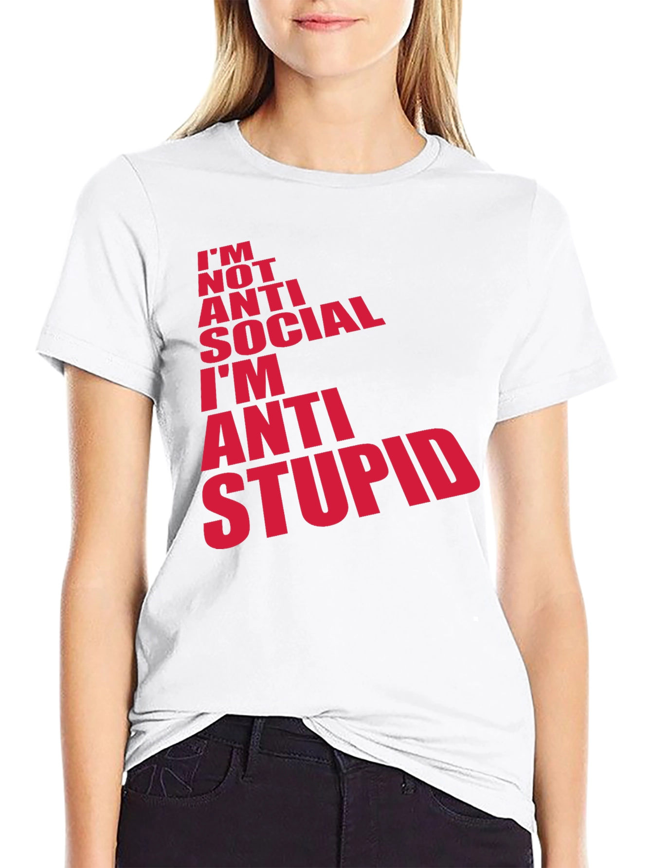 Anti Stupid Graphic Tee - Mens Black Cotton T-Shirt