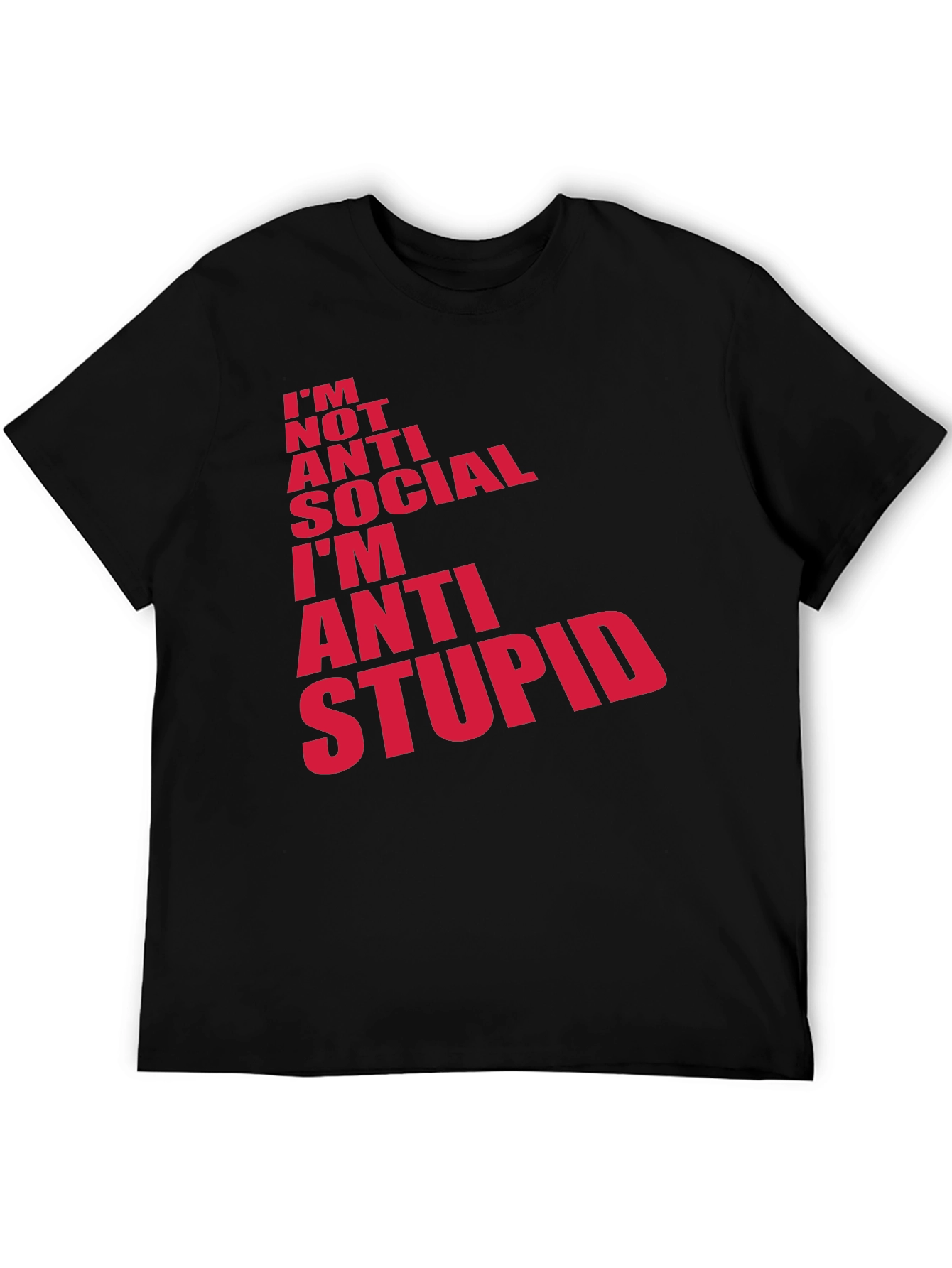 Anti Stupid Graphic Tee - Mens Black Cotton T-Shirt