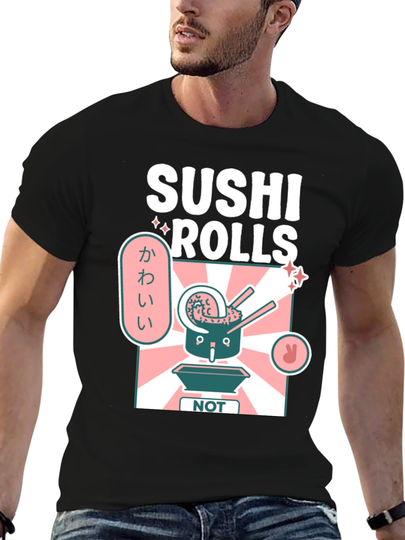 Sushi Rolls NOT Cute Mens Graphic T-Shirt