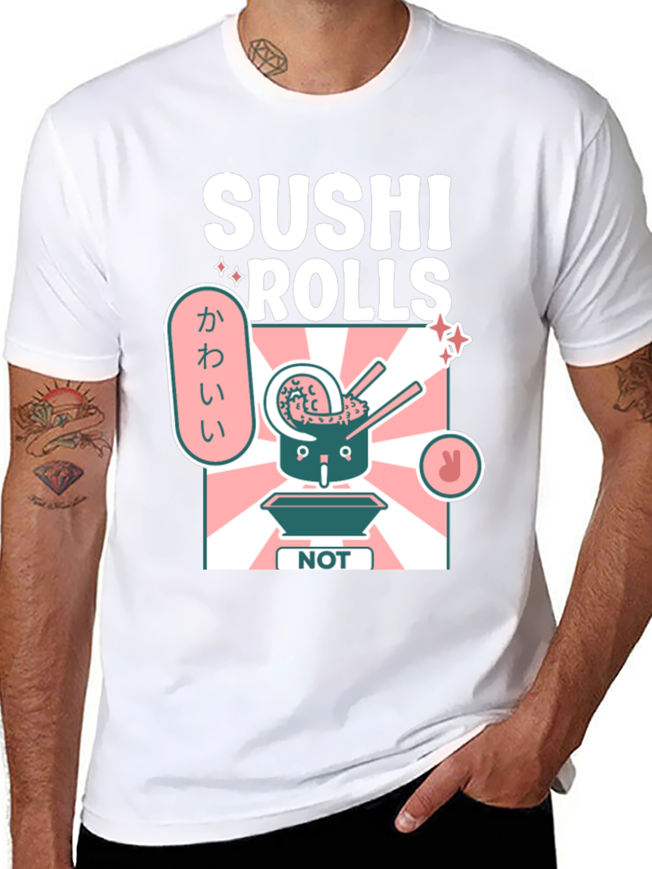 Sushi Rolls NOT Cute Mens Graphic T-Shirt