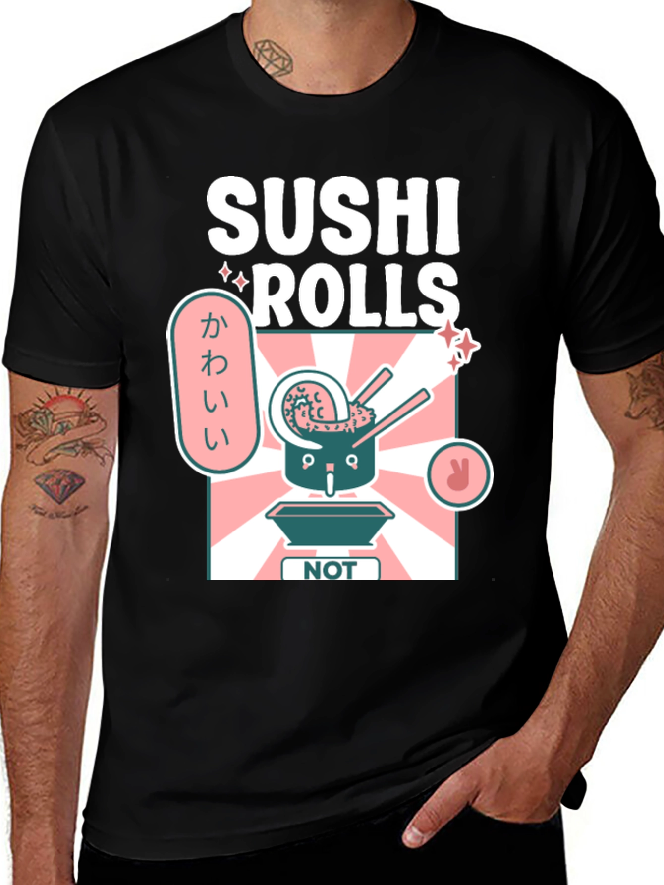 Sushi Rolls NOT Cute Mens Graphic T-Shirt