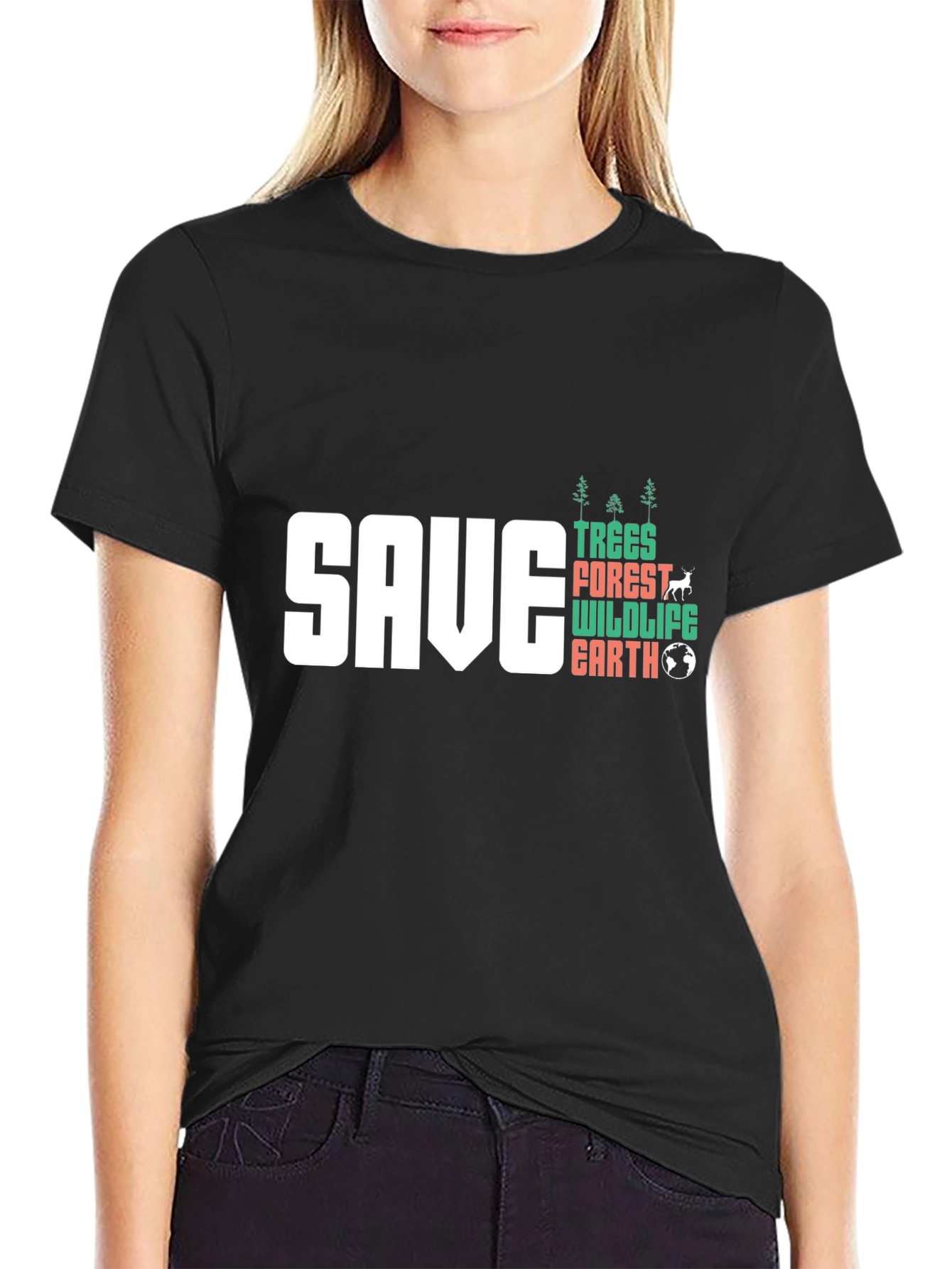 Save Trees Wildlife Earth Graphic T-Shirt