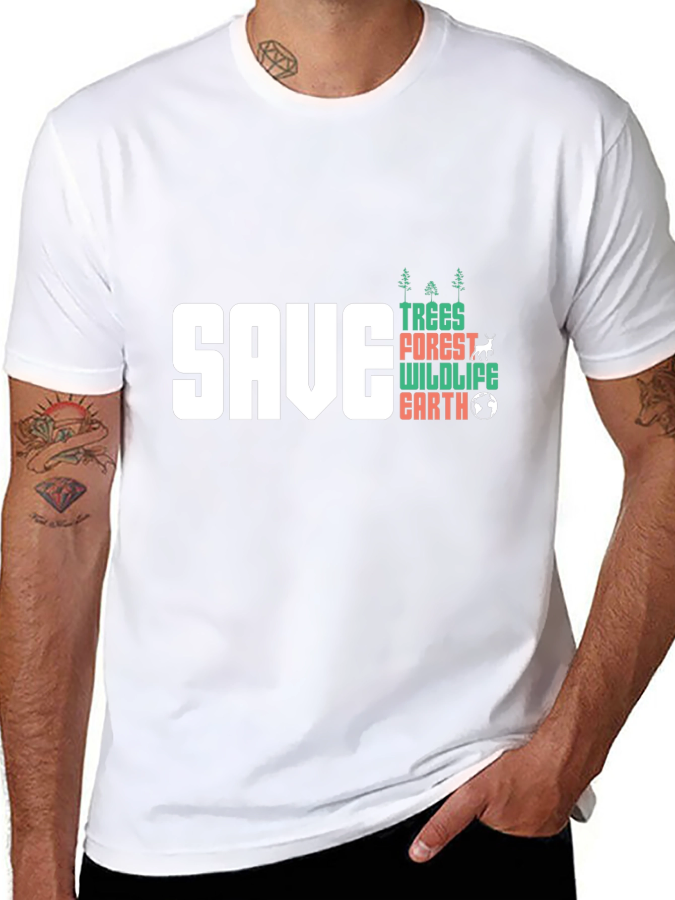 Save Trees Wildlife Earth Graphic T-Shirt