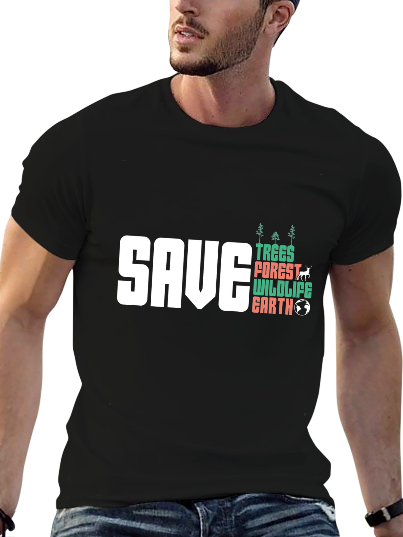 Save Trees Wildlife Earth Graphic T-Shirt