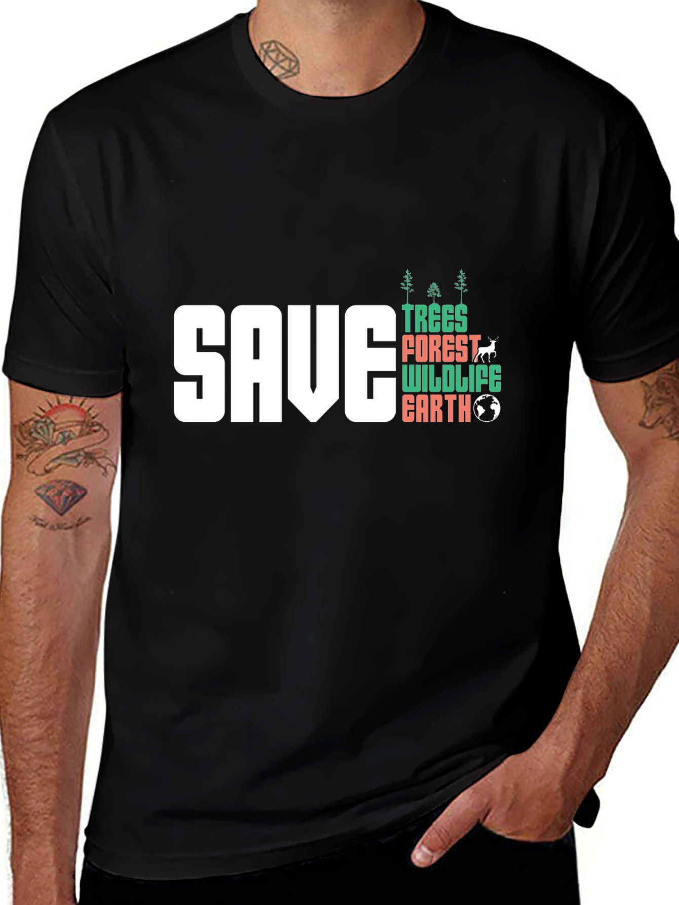 Save Trees Wildlife Earth Graphic T-Shirt