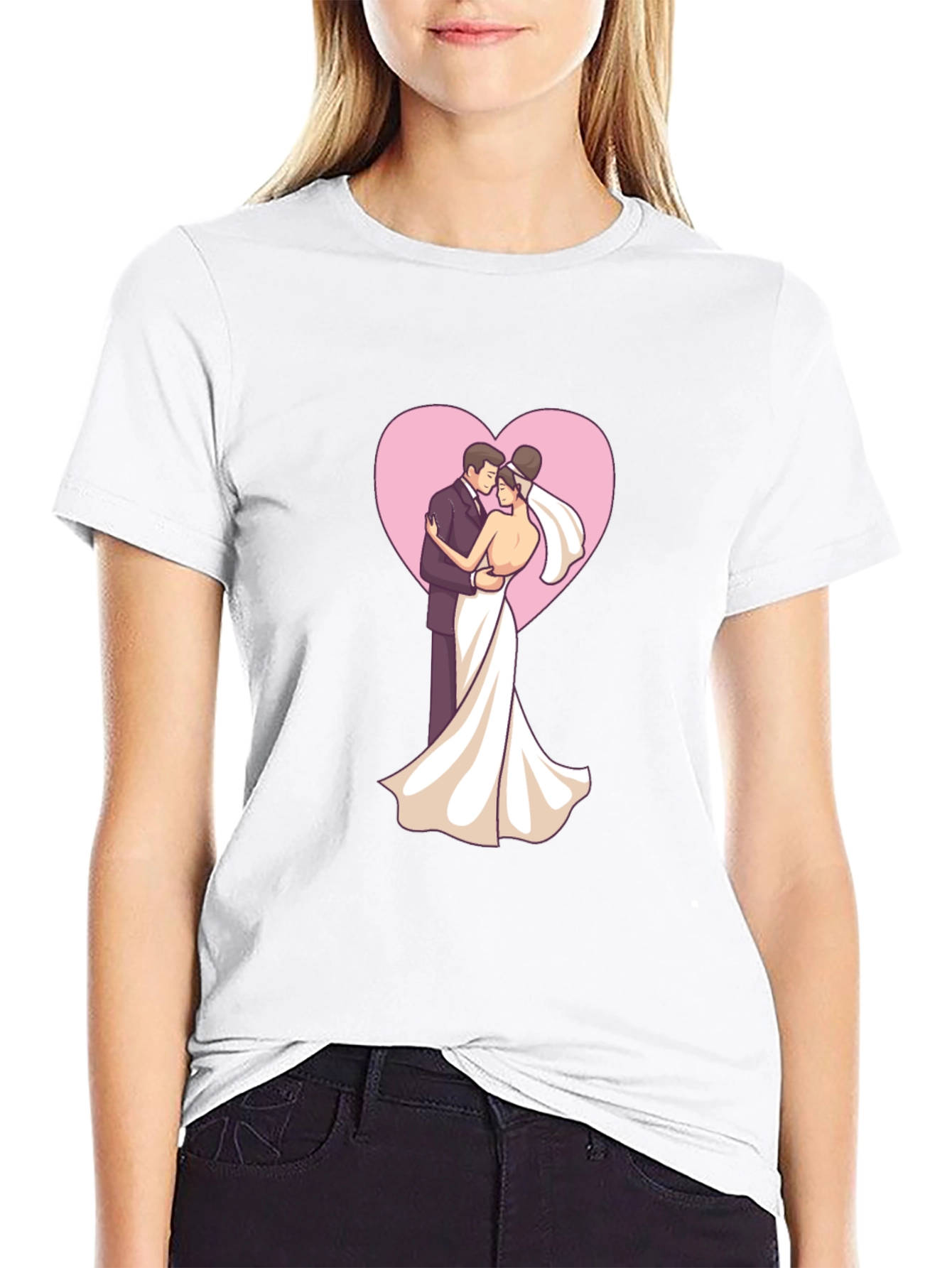 Bride & Groom Heart Tee - Black