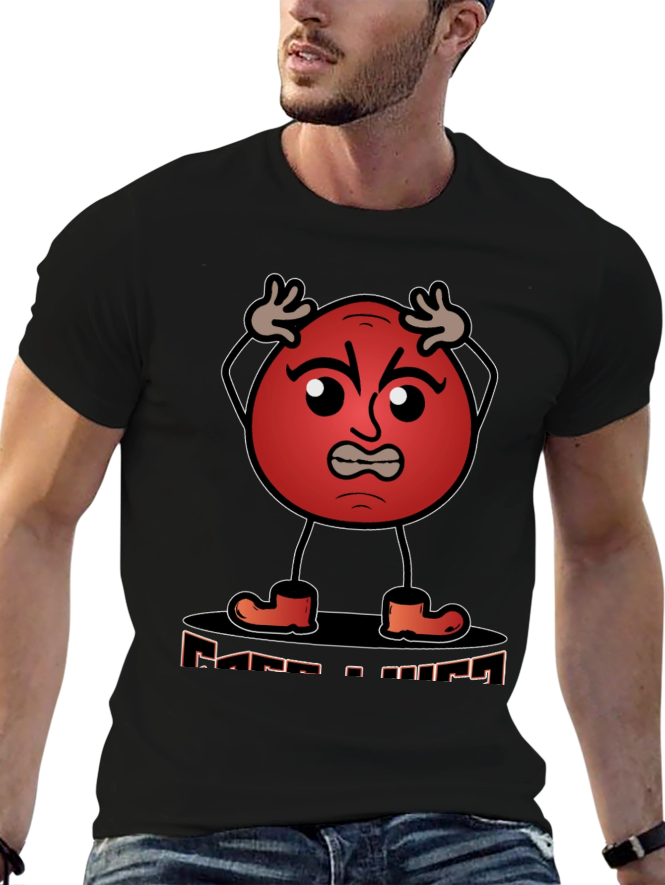 Angry Red Ball Cartoon Graphic T-Shirt