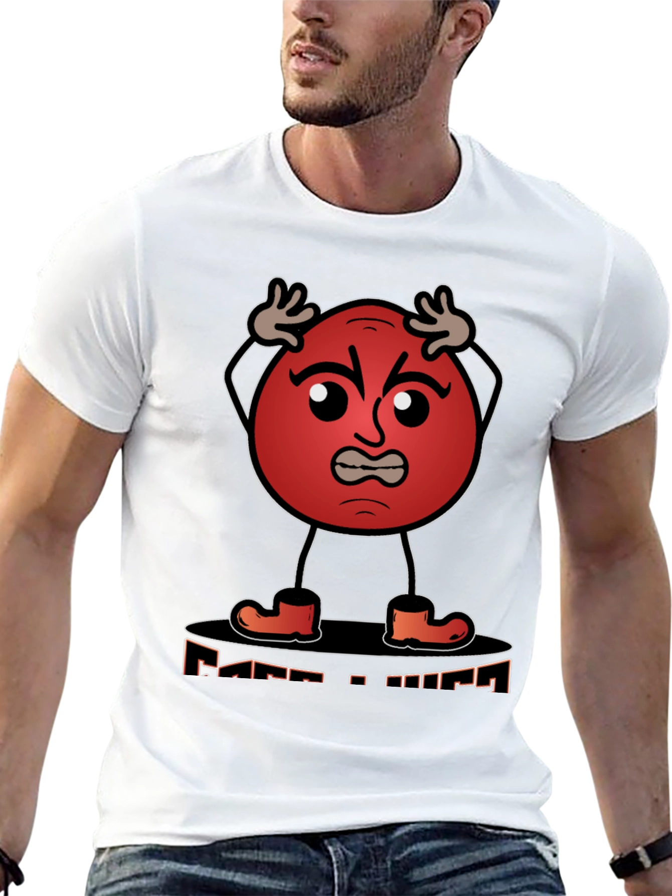 Angry Red Ball Cartoon Graphic T-Shirt