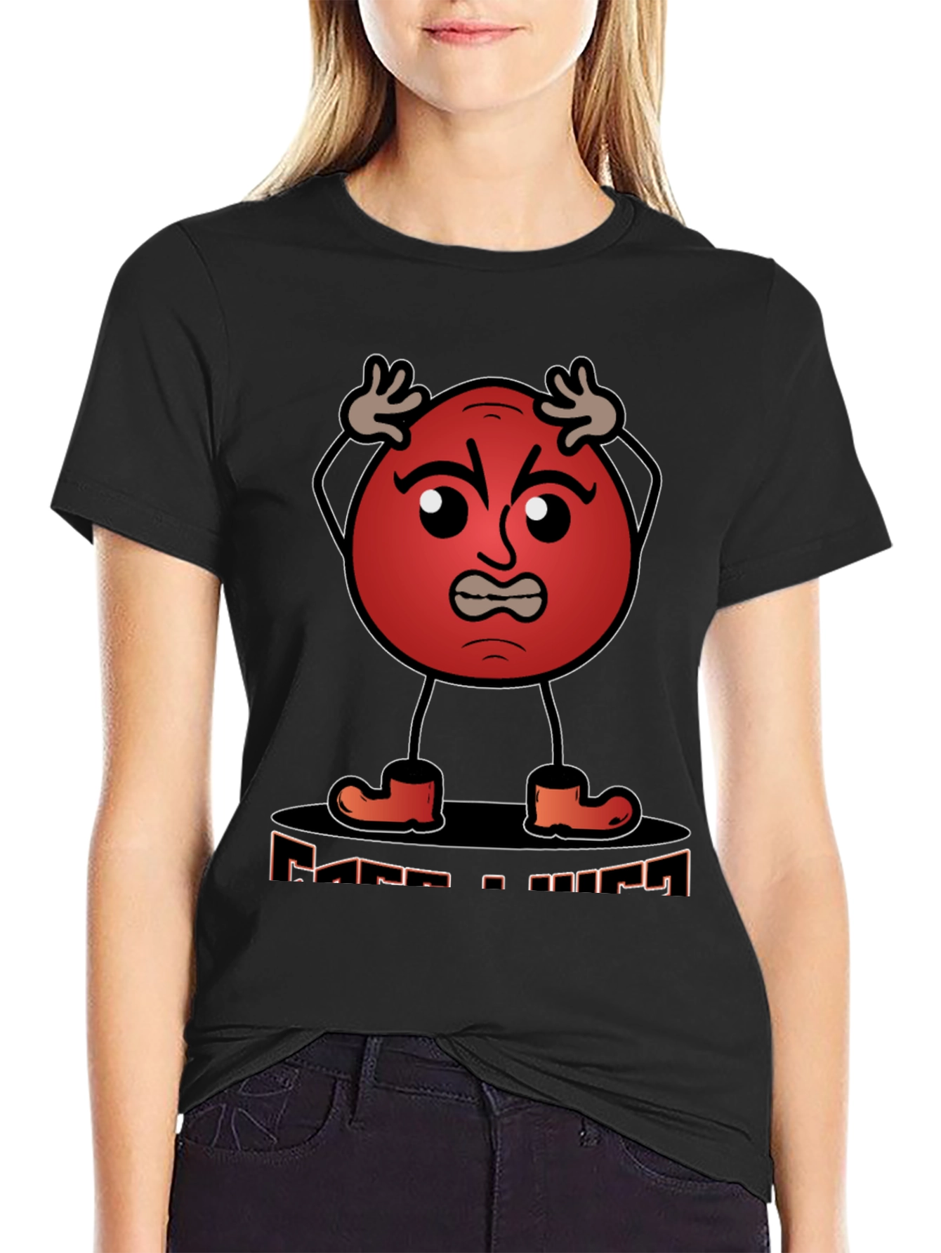 Angry Red Ball Cartoon Graphic T-Shirt