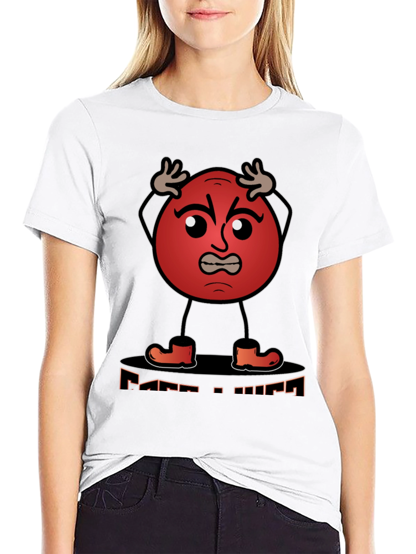 Angry Red Ball Cartoon Graphic T-Shirt