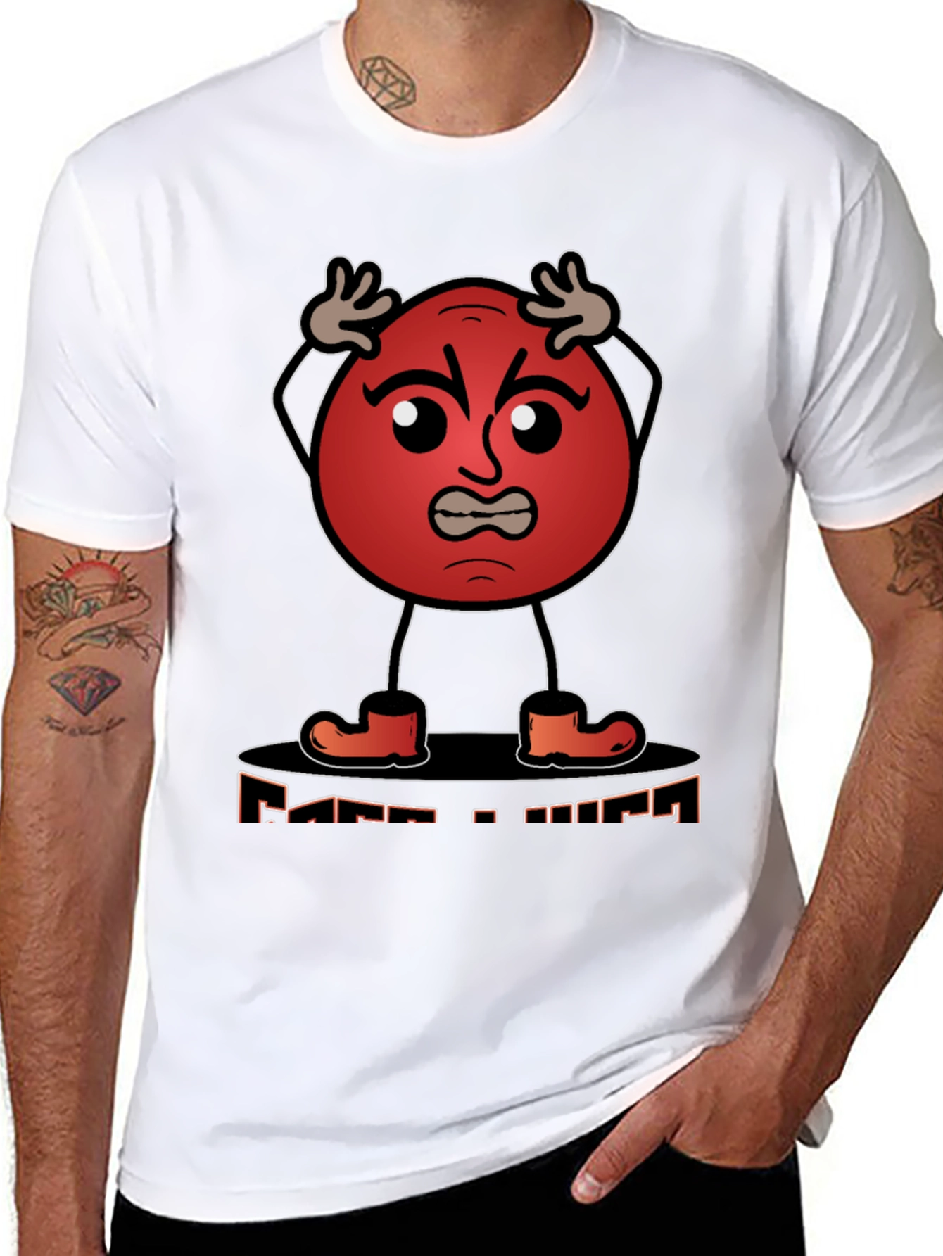 Angry Red Ball Cartoon Graphic T-Shirt