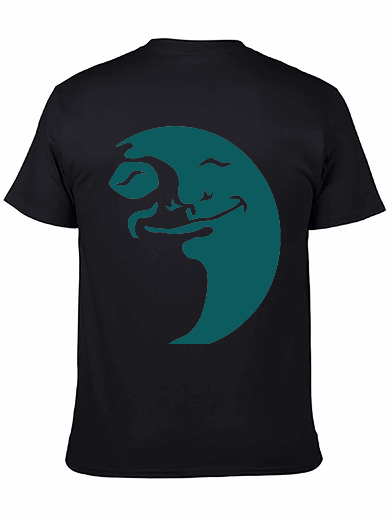 Smiling Moon Graphic Tee - Soft Black Cotton