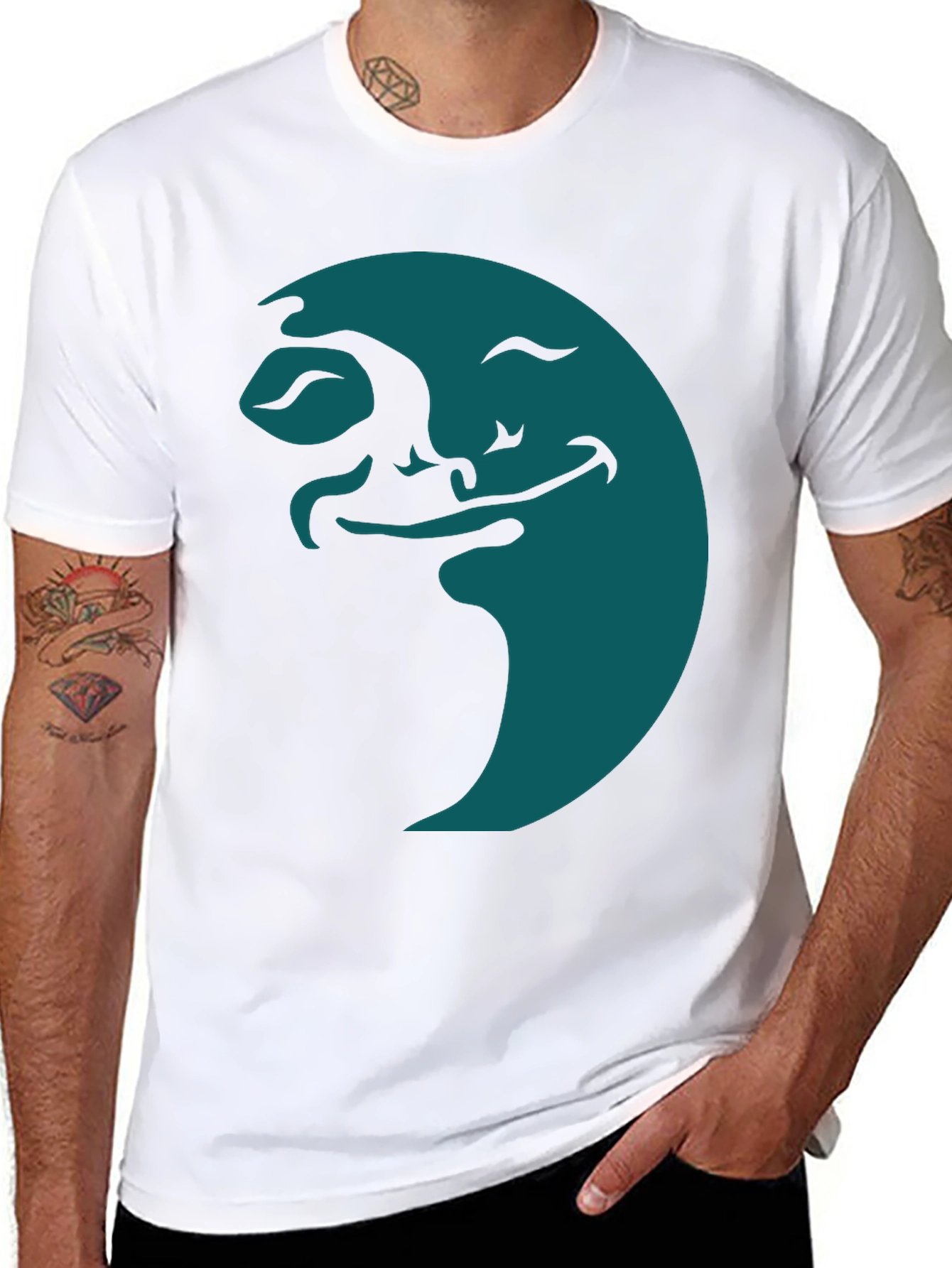 Smiling Moon Graphic Tee - Soft Black Cotton