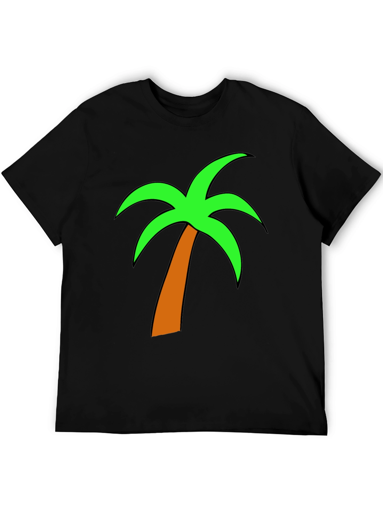 Tropical Palm Tree Graphic Tee - Casual Black T-Shirt