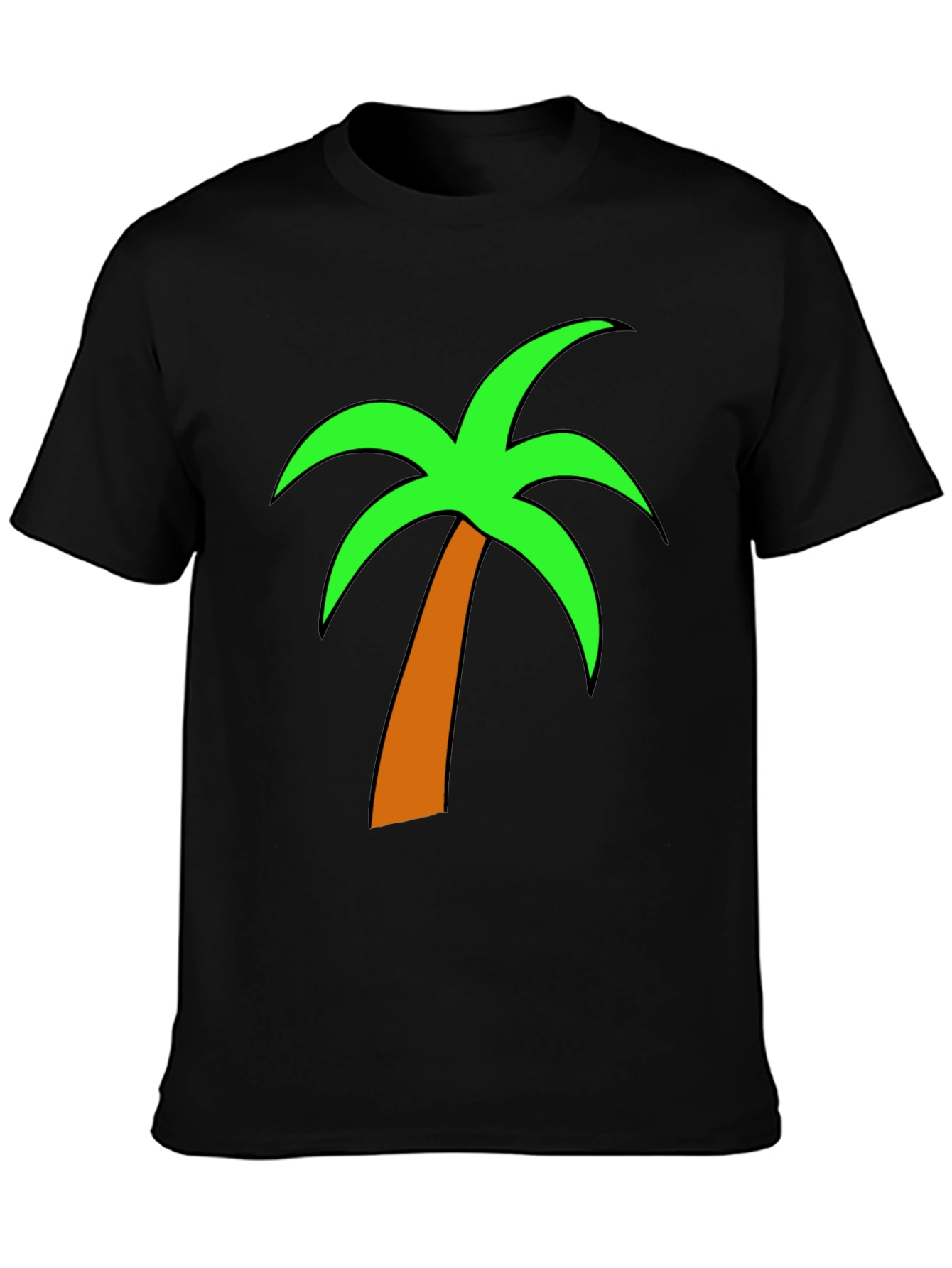 Tropical Palm Tree Graphic Tee - Casual Black T-Shirt