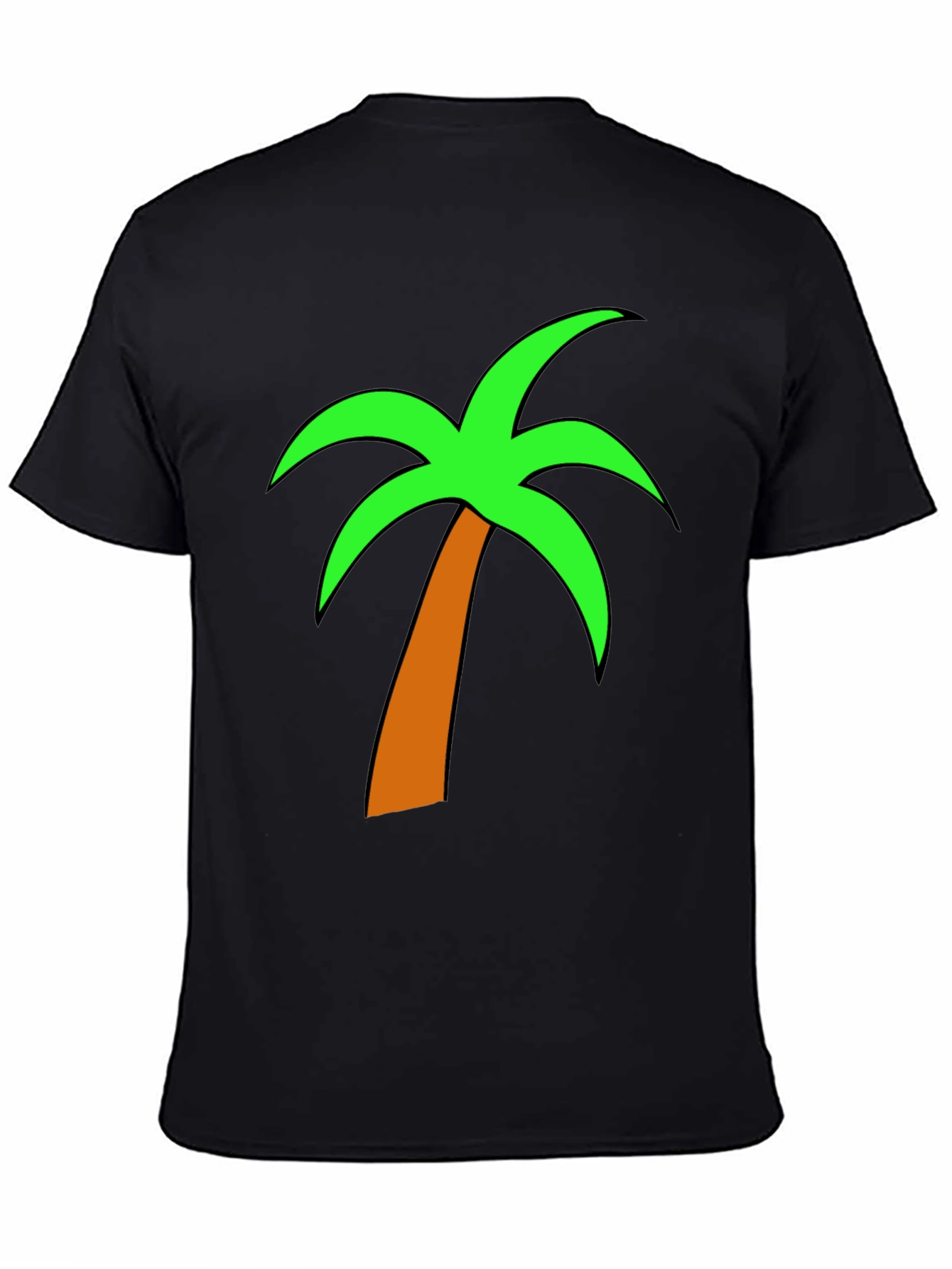 Tropical Palm Tree Graphic Tee - Casual Black T-Shirt