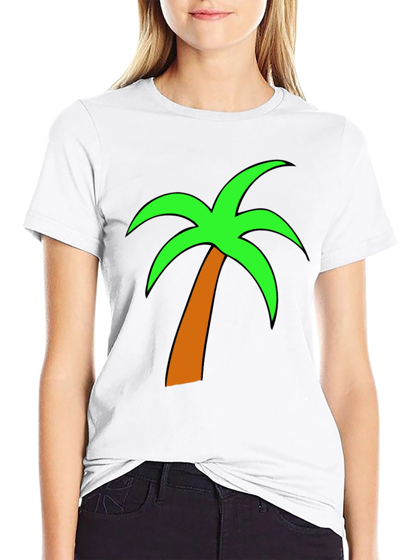 Tropical Palm Tree Graphic Tee - Casual Black T-Shirt