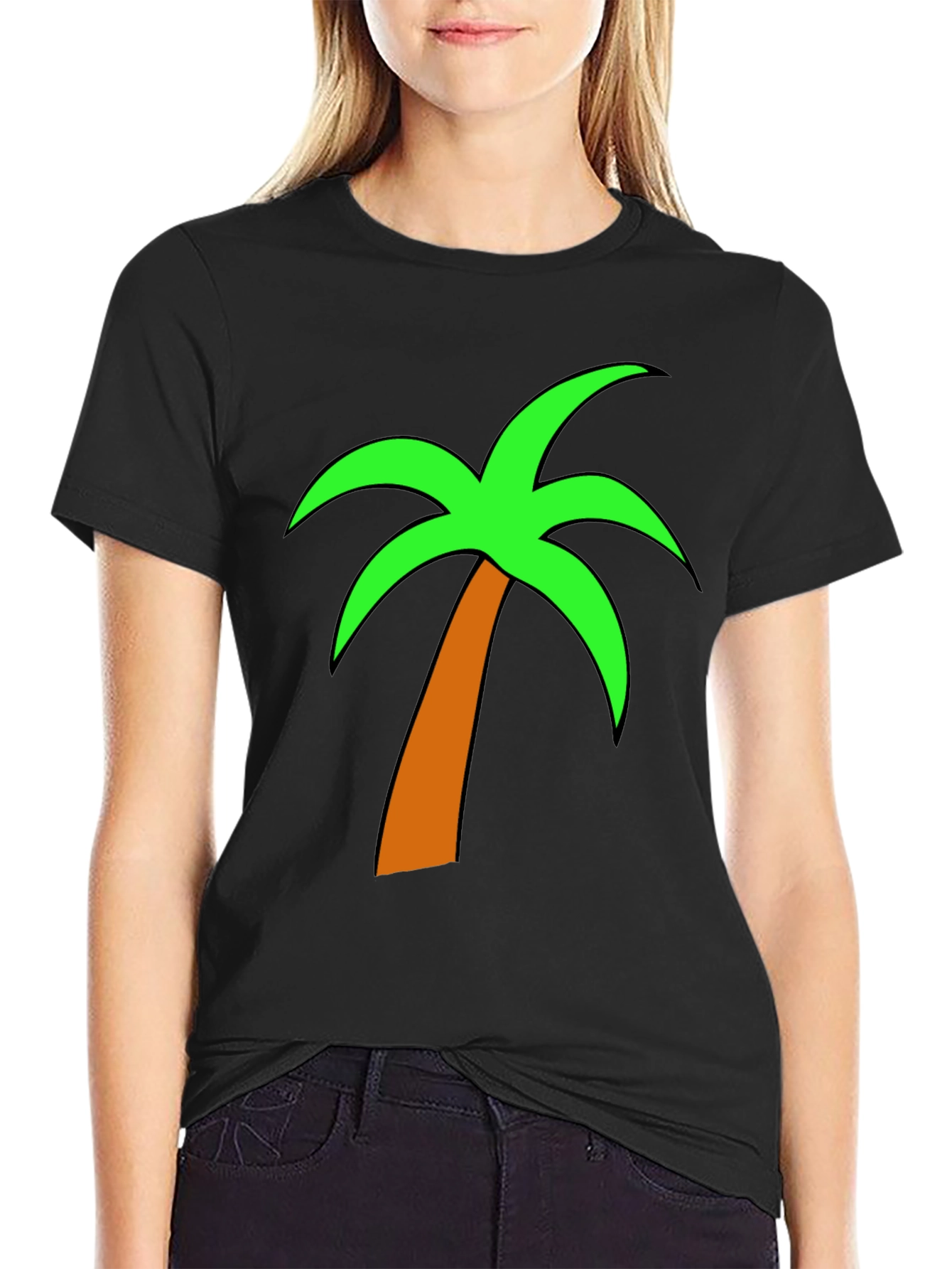 Tropical Palm Tree Graphic Tee - Casual Black T-Shirt