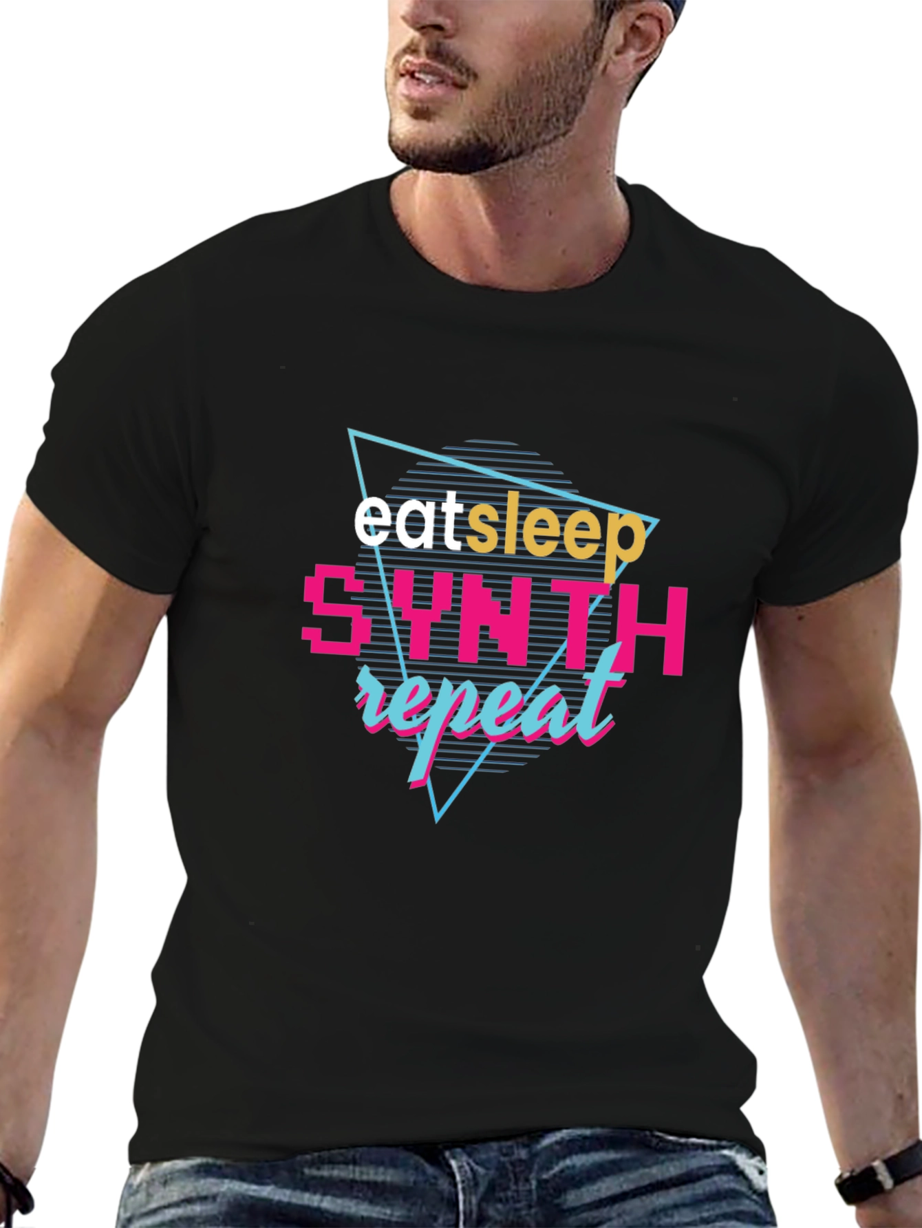 Eat Sleep Synth Repeat Black Graphic Tee