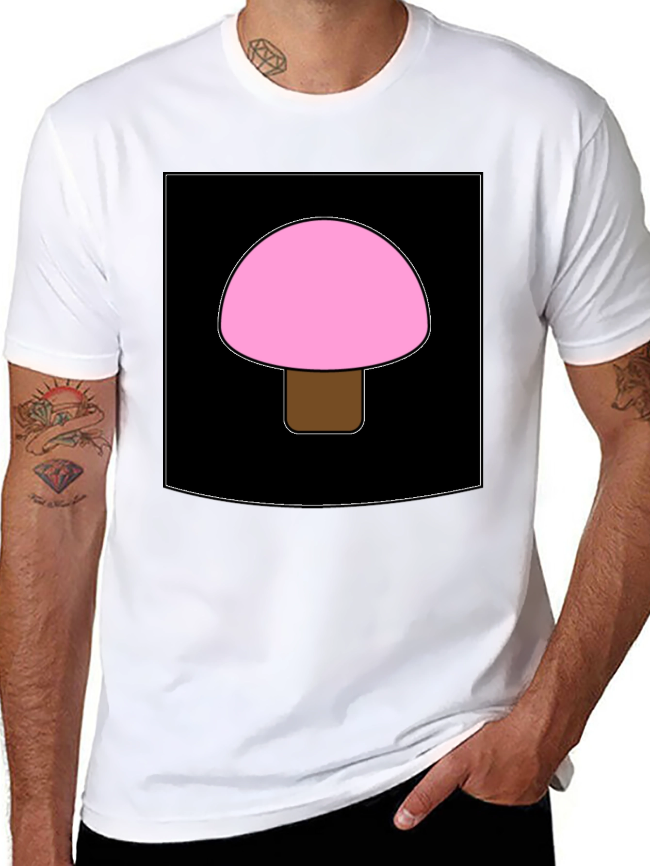 Pink Mushroom Graphic Tee - Unique Design