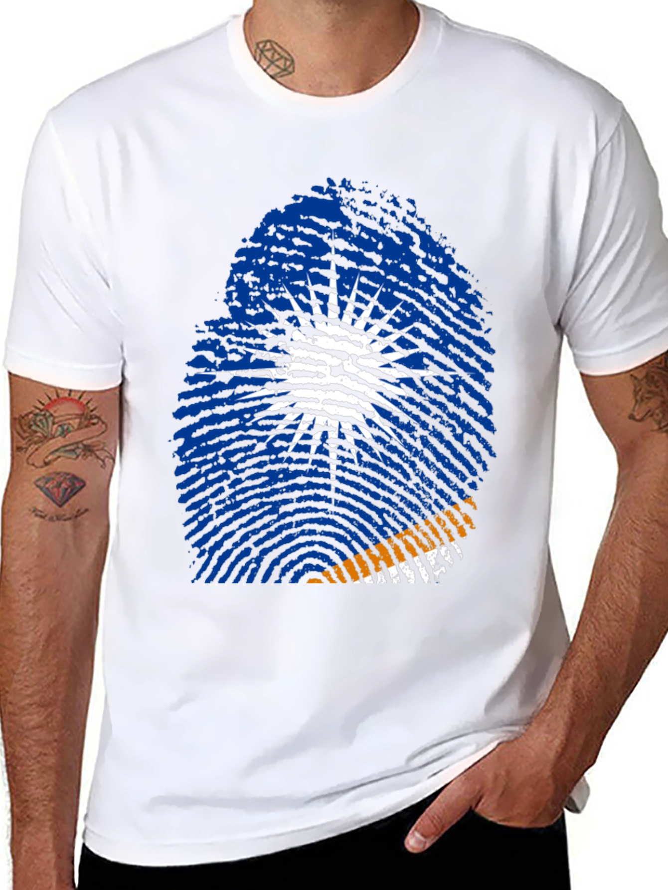 Marshall Islands Flag Fingerprint T-Shirt
