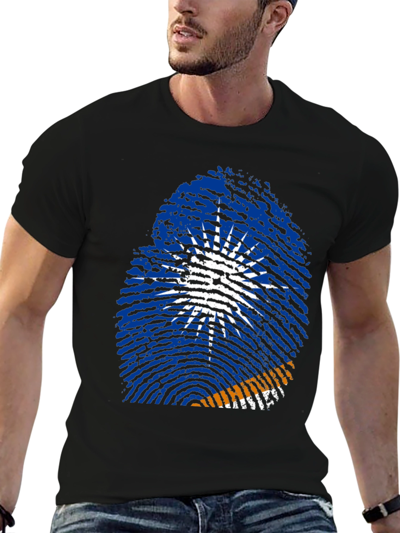 Marshall Islands Flag Fingerprint T-Shirt