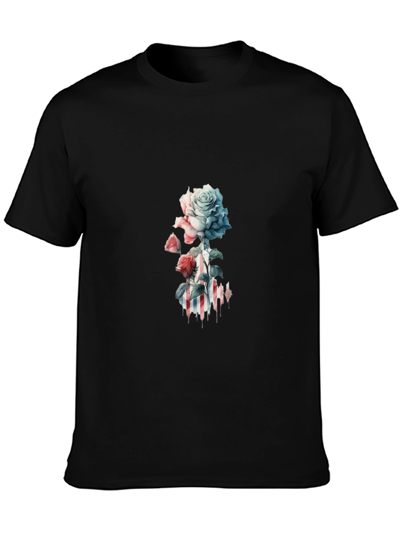 Rose Graphic Black Tee - Stylish and Unique